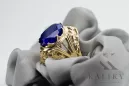 Sapphire 8 كارت من الذهب الأصفر خاتم حرف يدوية فينتاج vrc031x-sp Art Deco أسلوب مجوهرات فينتاج روسي سوفيتي من اتحاد الجمهوريات ا